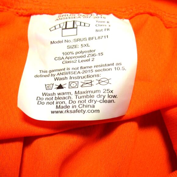 Men's Safety T-Shirt Hi-Viz Long Sleeve Black Orange Reflective Tapes Size 5XL - Picture 4 of 6